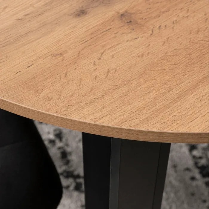 Stół Okrągły Rozkładany HARRY 92-132 cm Dąb Craft/Czarny Loft