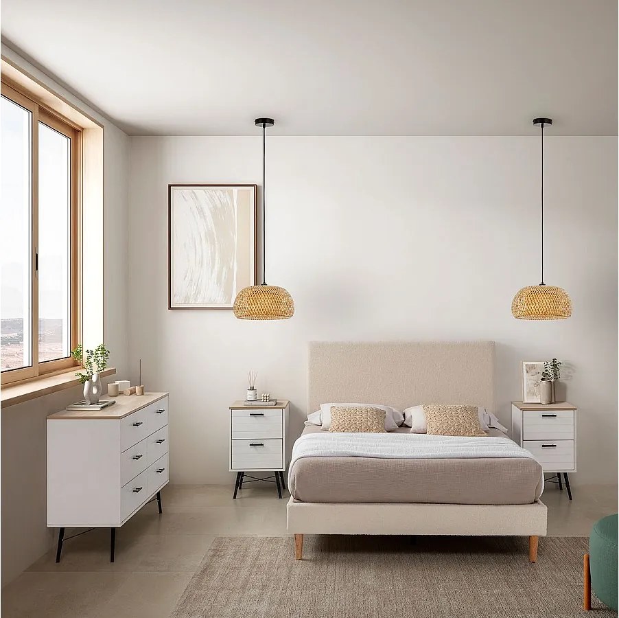 Podstawa kolumny z poduszką Niebla 140x190 cm, imitacja tkaniny baranek beżowy.