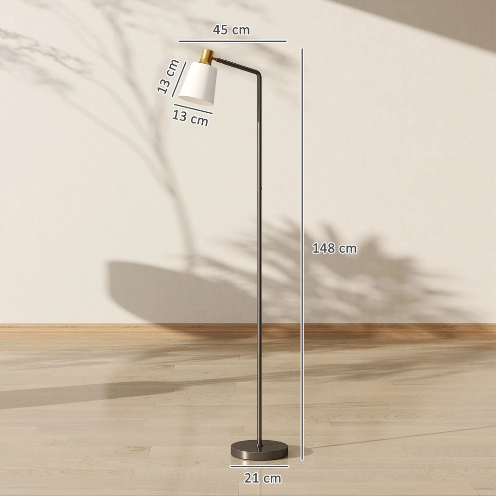 HOMCOM Lampa stojąca LED do salonu z obrotową głowicą 350° Lampa podłogowa z 3000K/4000K/6500K Czarna