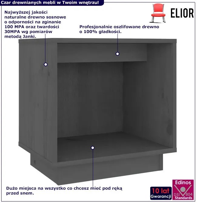 Szara drewniana szafka nocna skandynawska M8-D19