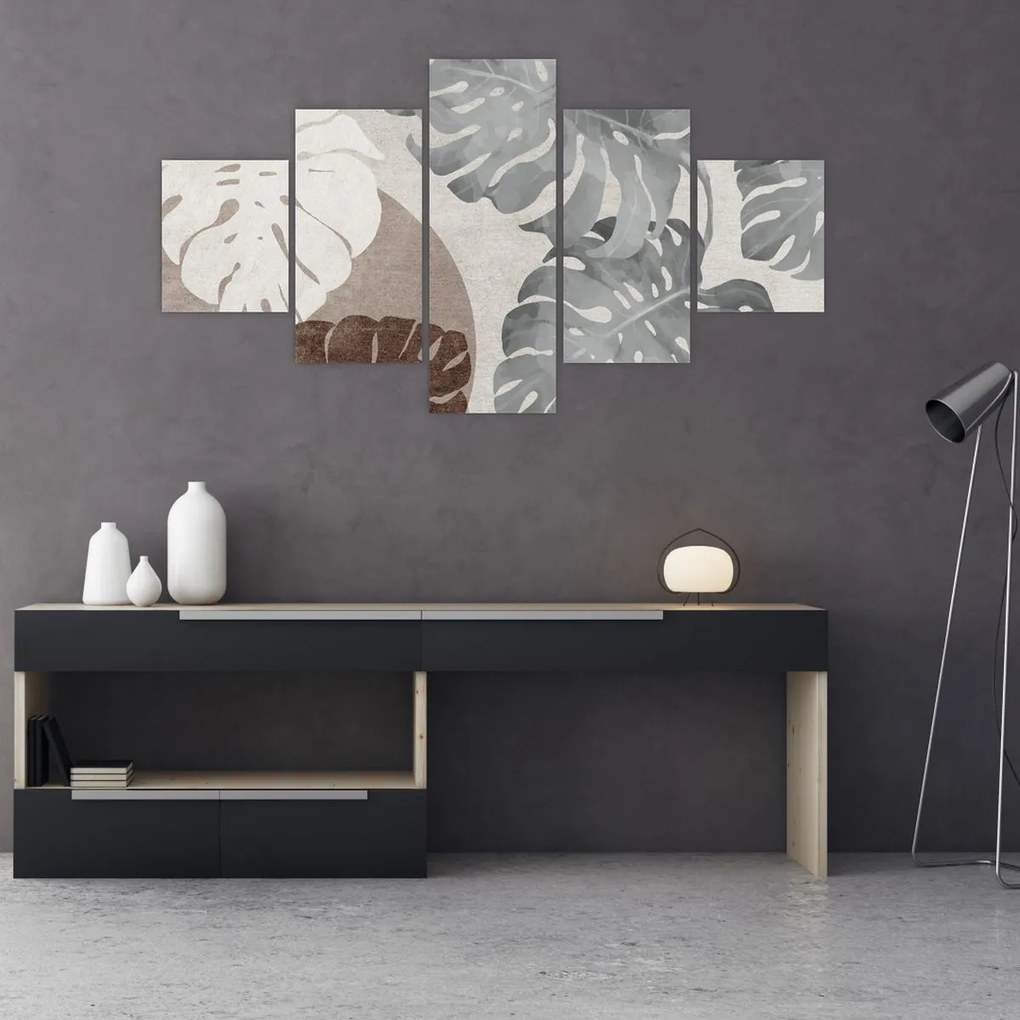 Obraz - Wzór z liśćmi (125x70 cm)