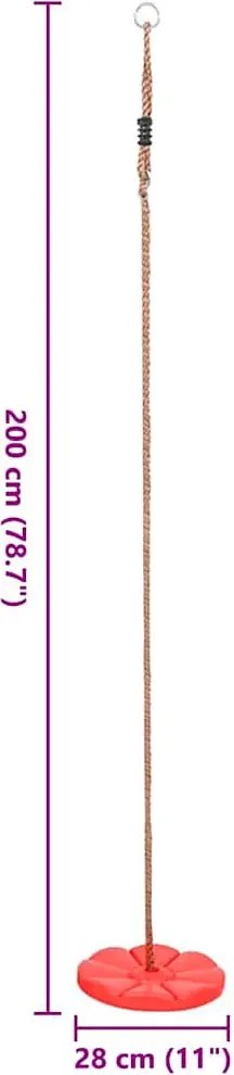 Czerwona huśtawka wisząca typu dysk dla dzieci P2-H71