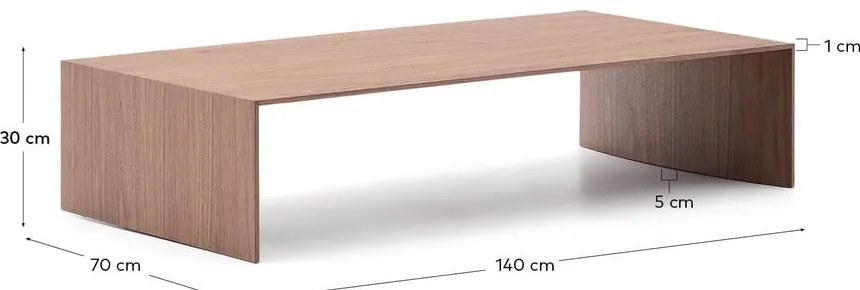 Stolik w dekorze orzecha w ciemnym naturalnym kolorze 70x140 cm Litto – Kave Home