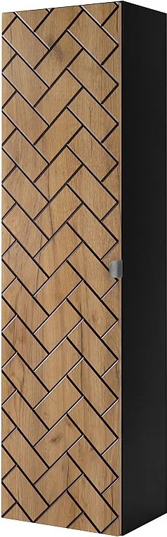 Szafka łazienkowa, dąb Gold Craft, 35 x 136 x 27 cm, uchwyt srebrny