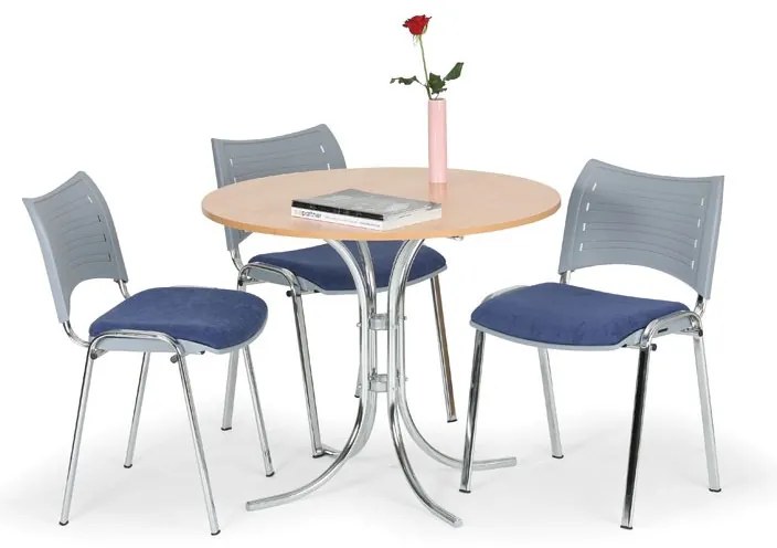 Krzesło konferencyjne, do jadalni SMART z plastikowym oparciem, niebieski, chromowanymi nogami