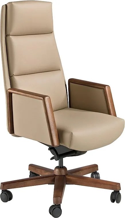 Obrotowe krzesło biurowe z imitacji skóry w kolorze mink