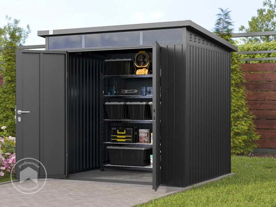 PRIMEYARD 210 x 180 cm Domek narzędziowy, ciemnoszary metalik (umbra) - (GFPV00974)