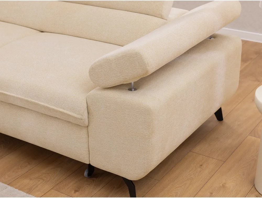 Kremowy narożnik z tkaniny szenilowej (lewostronny/w kształcie litery L) Marbeya – Ropez