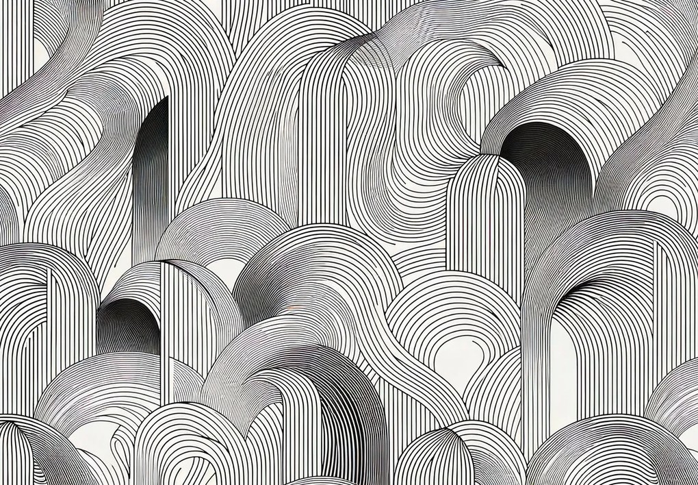 Fototapeta - Chaos czarnych linii (196x136 cm)