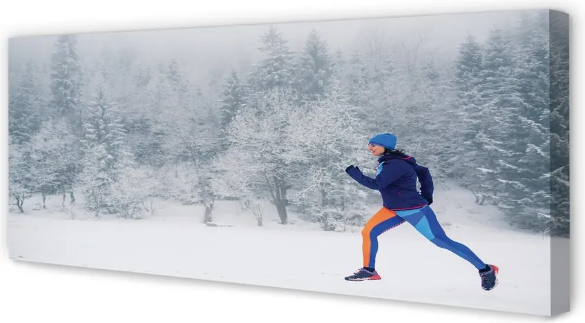 Duży obraz na płótnie Człowiek w Zimowym Lesie