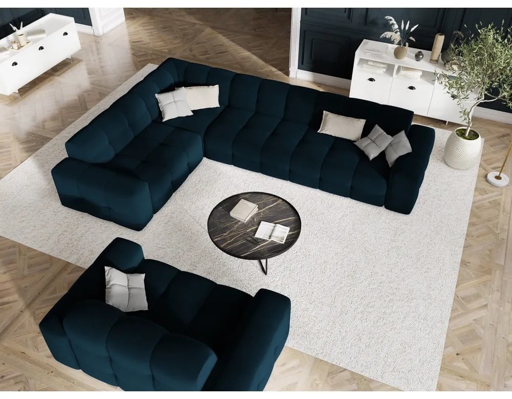 Ciemnoniebieska aksamitna sofa 156 cm Kendal – Micadoni Home