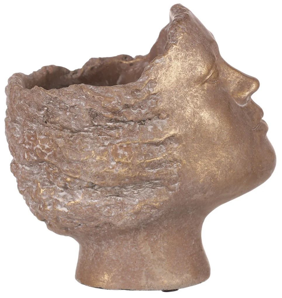 Betonowa donica na kwiatki, głowa, miedziana,średnica 14 cm, 18 x 14 x 19 cm