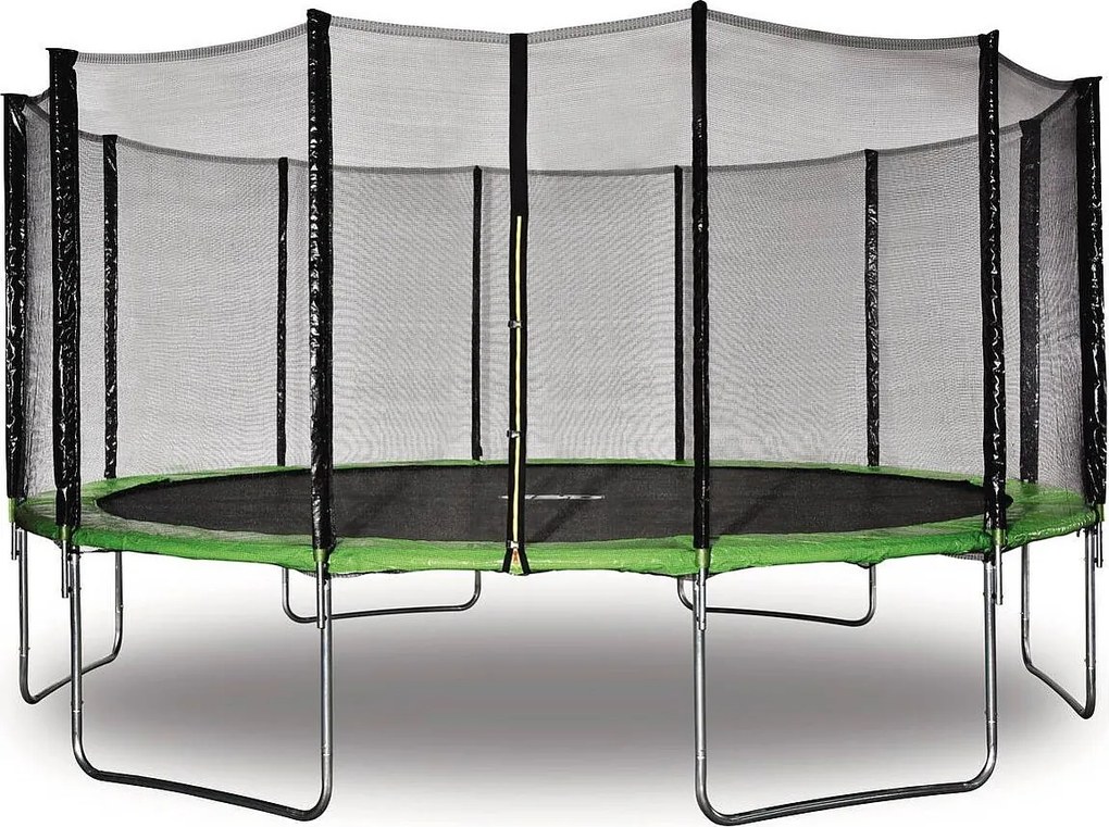 Trampolina "Yoopi" - Ø 4.90 m - Zielona - Z siatką + drabinką + pokrowcem + zestawem kotwicznym