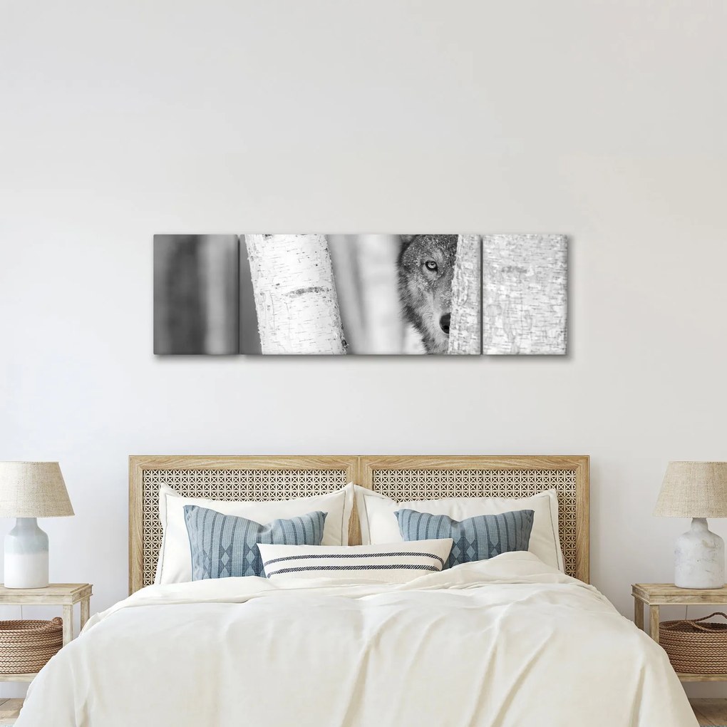 Obraz - Wilk w lesie (170x50 cm)