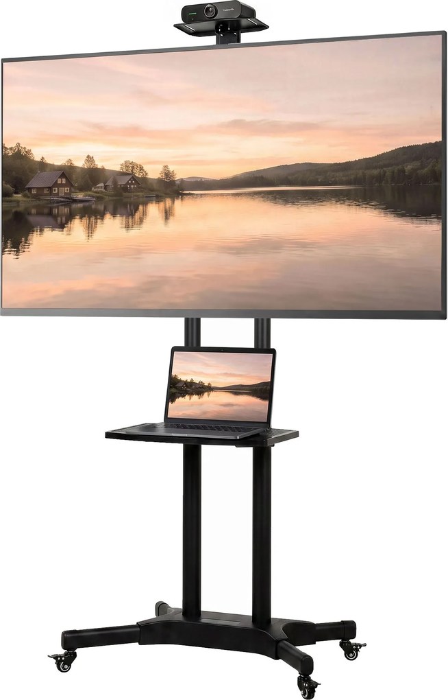 HOMCOM Stojak TV na kółkach do telewizorów 81,3–190,5 cm Regulowany stojak TV z 2 półkami, metal, max. VESA 400x600mm | Aosom PL
