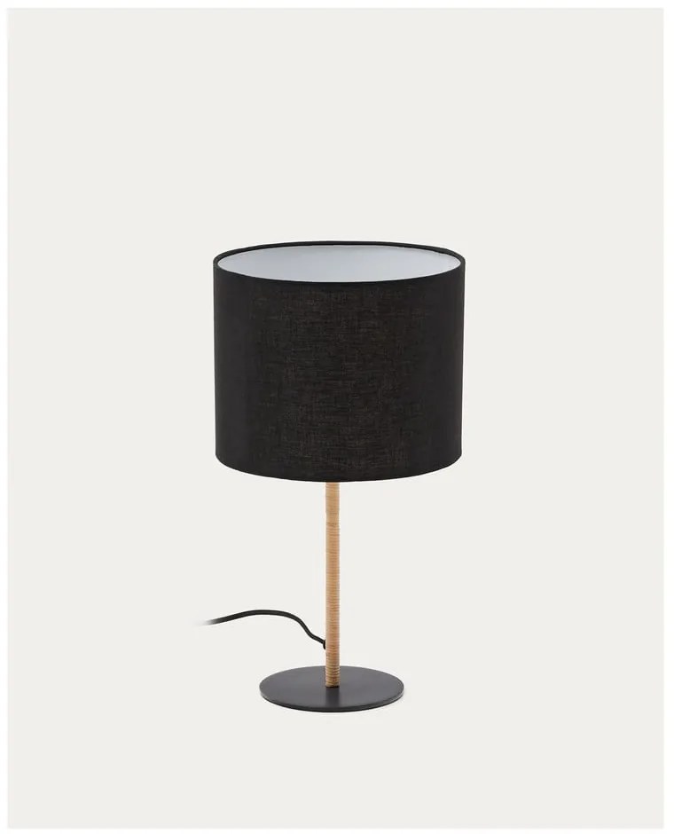 Czarna lampa stołowa z tekstylnym kloszem (wysokość 45 cm) Pina – Kave Home