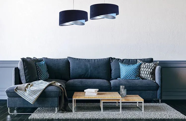 Granatowo-srebrna asymetryczna lampa wisząca - 4S EX994 A6-G35