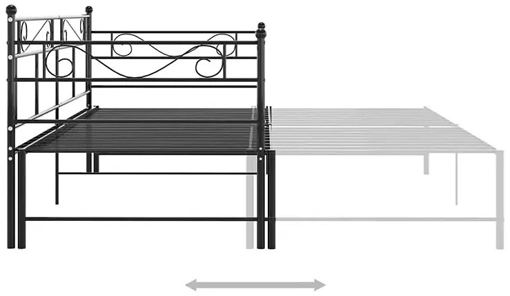 Czarne metalowe łóżko rozkładane 90x200 cm Gerva