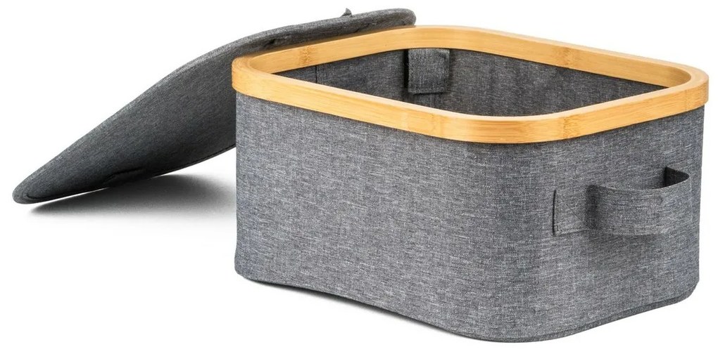 Pojemnik do przechowywania G21 24 x 30 x 15 cm, bambusowy z pokrywką, szary