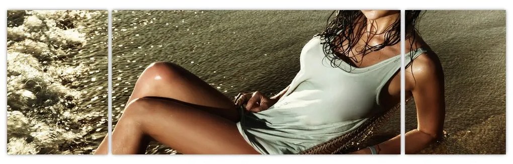 Obraz kobiety na plaży (170x50 cm)