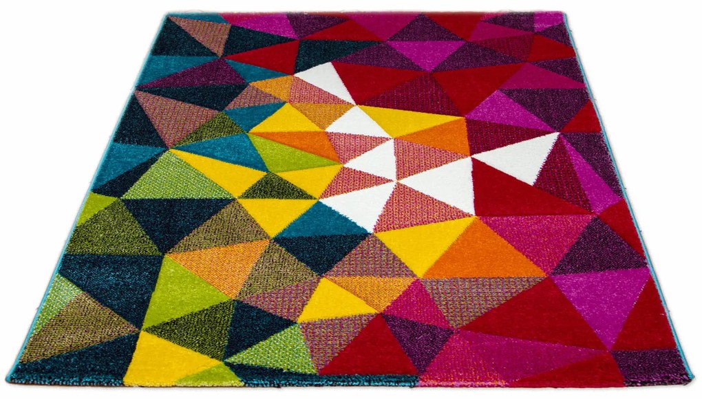 Dywan nowoczesny 3D Folk Trójkąty wielokolorowy 120 cm x 170 cm