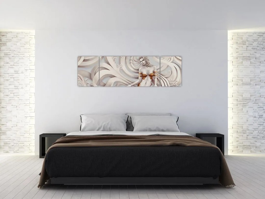 Obraz bogini z motywem kwiatowym (170x50 cm)