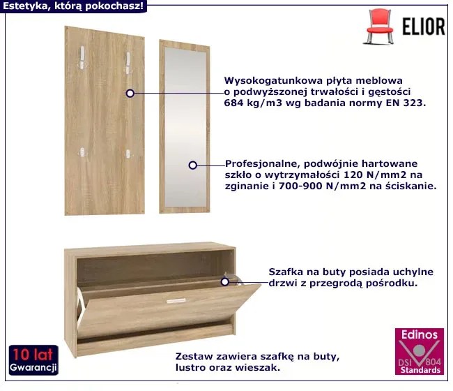 3-częściowy zestaw do przedpokoju dąb sonoma Z2-M85