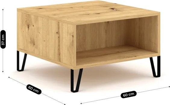 Ława Kwadratowa z Półką BACARDI 60 cm Dąb Artisan Do Salonu Nowoczesna