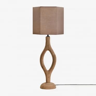 Lampa Stołowa Z Drewna Mango Gracia Drewno Mango & Brown Moka Ø30 Cm Tenerife - Sklum