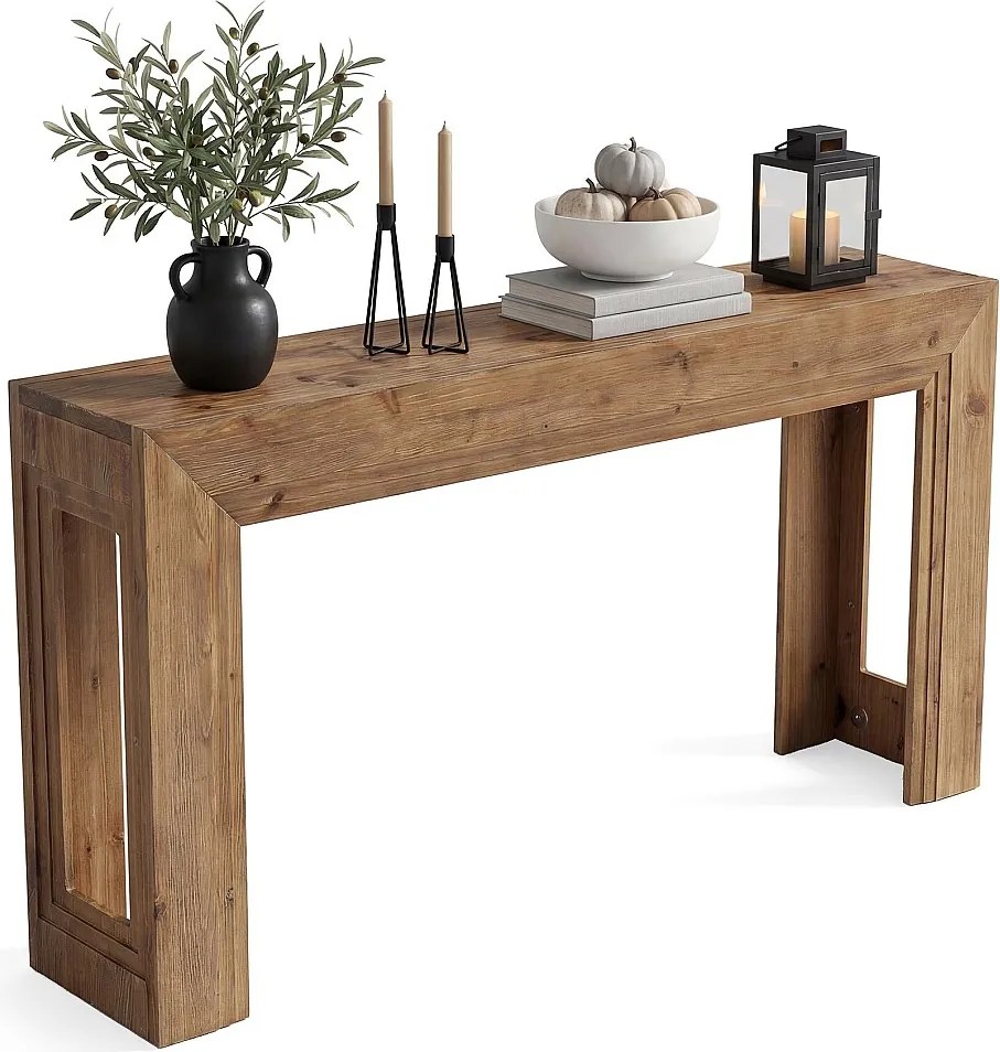 160 cm, konsola z litego drewna, wąski stolik wejściowy