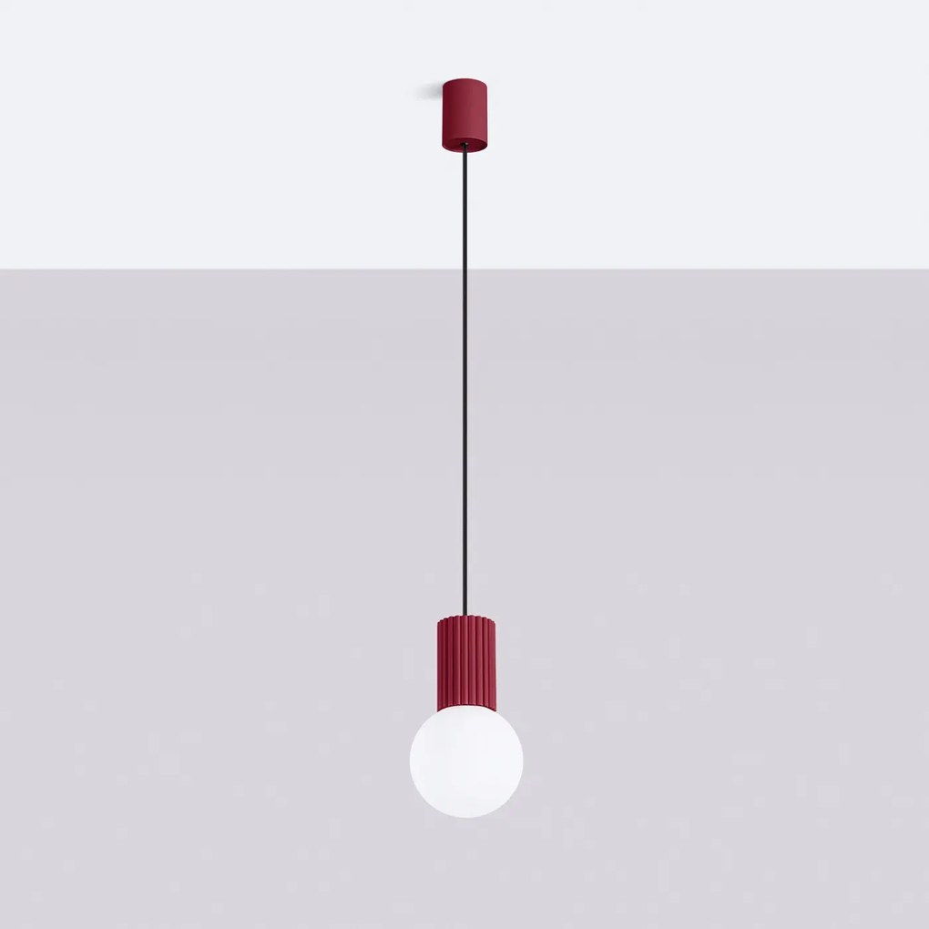 Lampa wisząca HALO 1 burgund ryflowana SOLLUX  LIGHTING