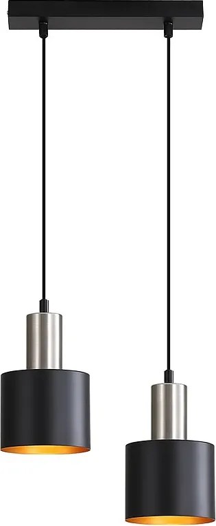 NETTLIFE Lampa wisząca do jadalni E27 Vintage Lampa wisząca 2 żarówki Czarny Złoty