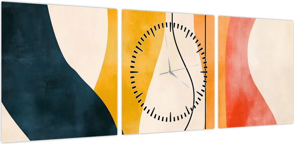 Obraz - Minimalistyczna kolorowa ilustracja II. (z zegarem) (90x30 cm)