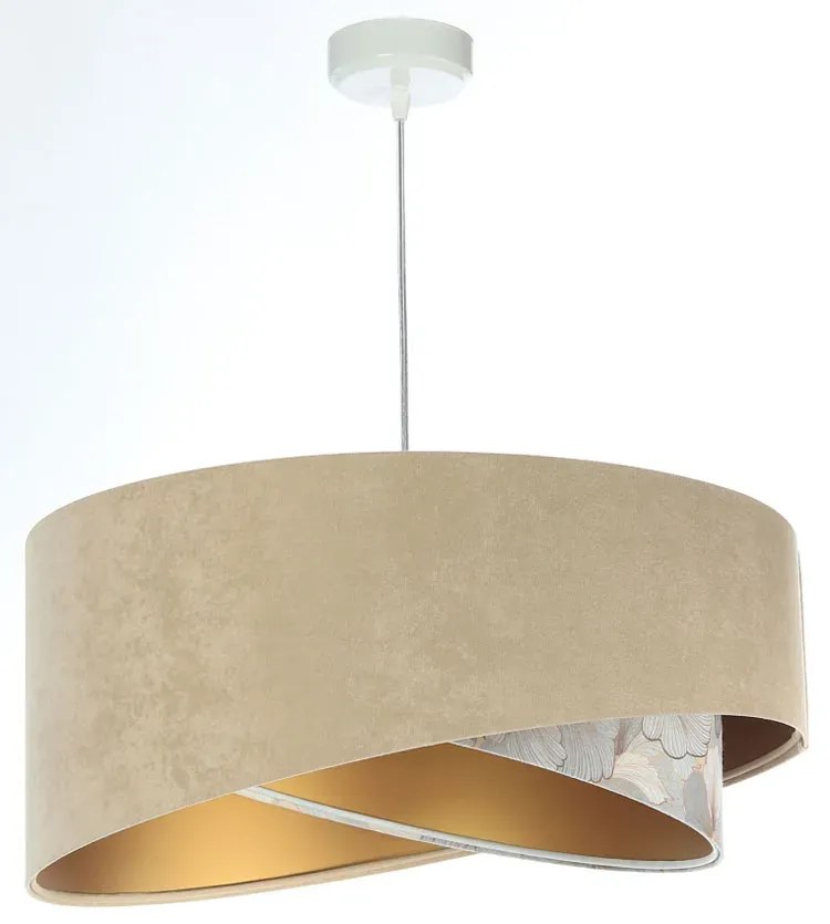 Ciemnobeżowa lampa wisząca welurowa L2-H83