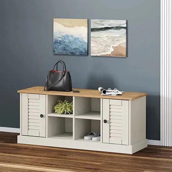 Sosnowa Biała Szafka Na Buty Z Siedziskiem W0-D34