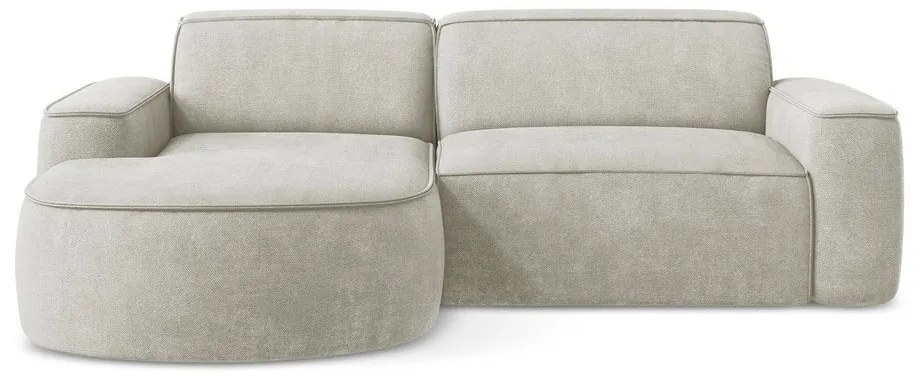 Kremowy narożnik z tkaniny szenilowej (lewostronny/z szezlongiem) Omao – Makamii