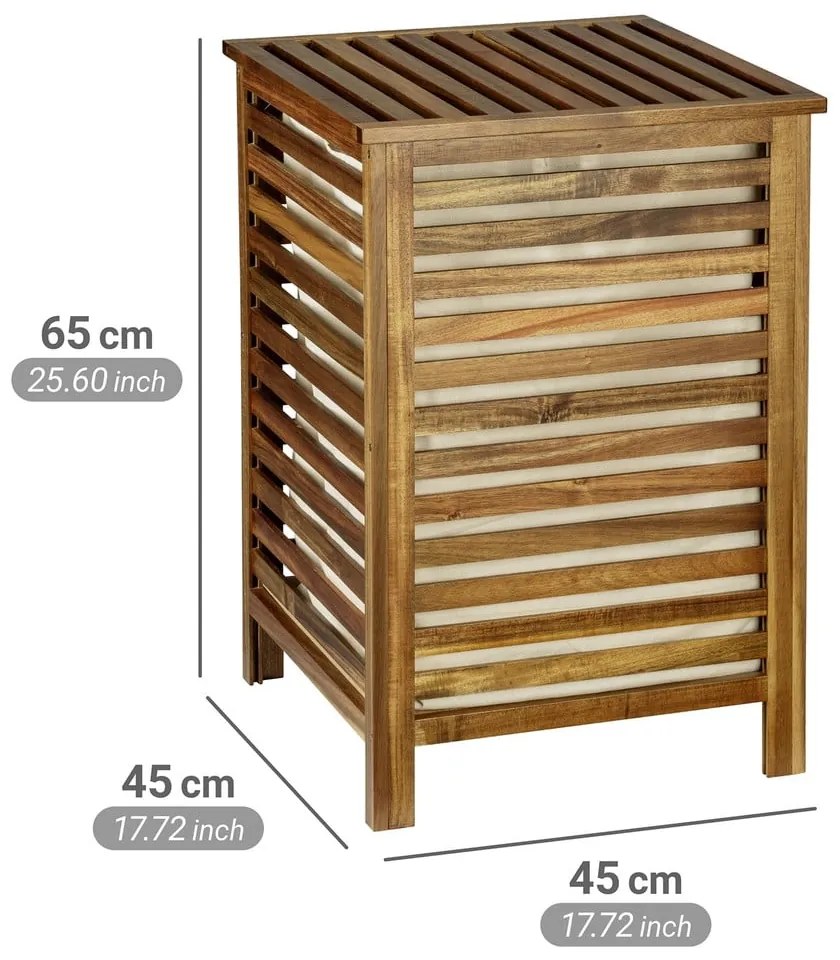 Drewniany kosz na pranie w ciemnym naturalnym kolorze 56 l Fondi – Wenko