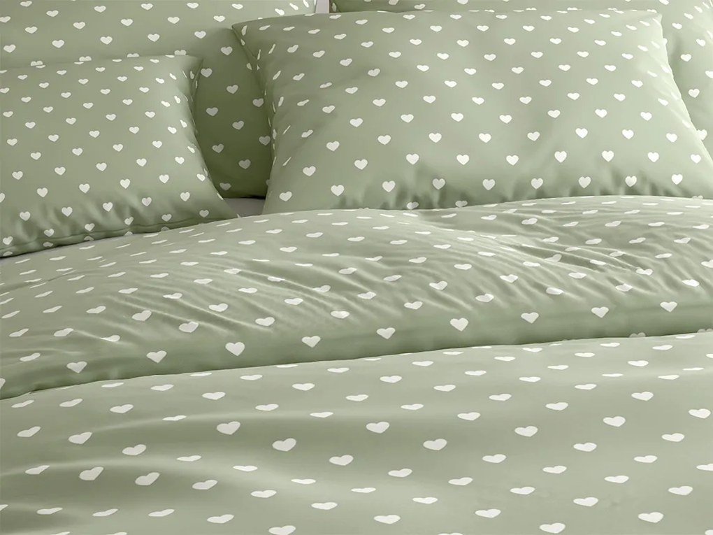 PrzytulneMieszkanie.pl PrzytulneMieszkanie.pl Bawełniana pościel SAGHEARTS POLY zielona Rozmiar pościeli: 70 x 90 cm | 140 x 200 cm