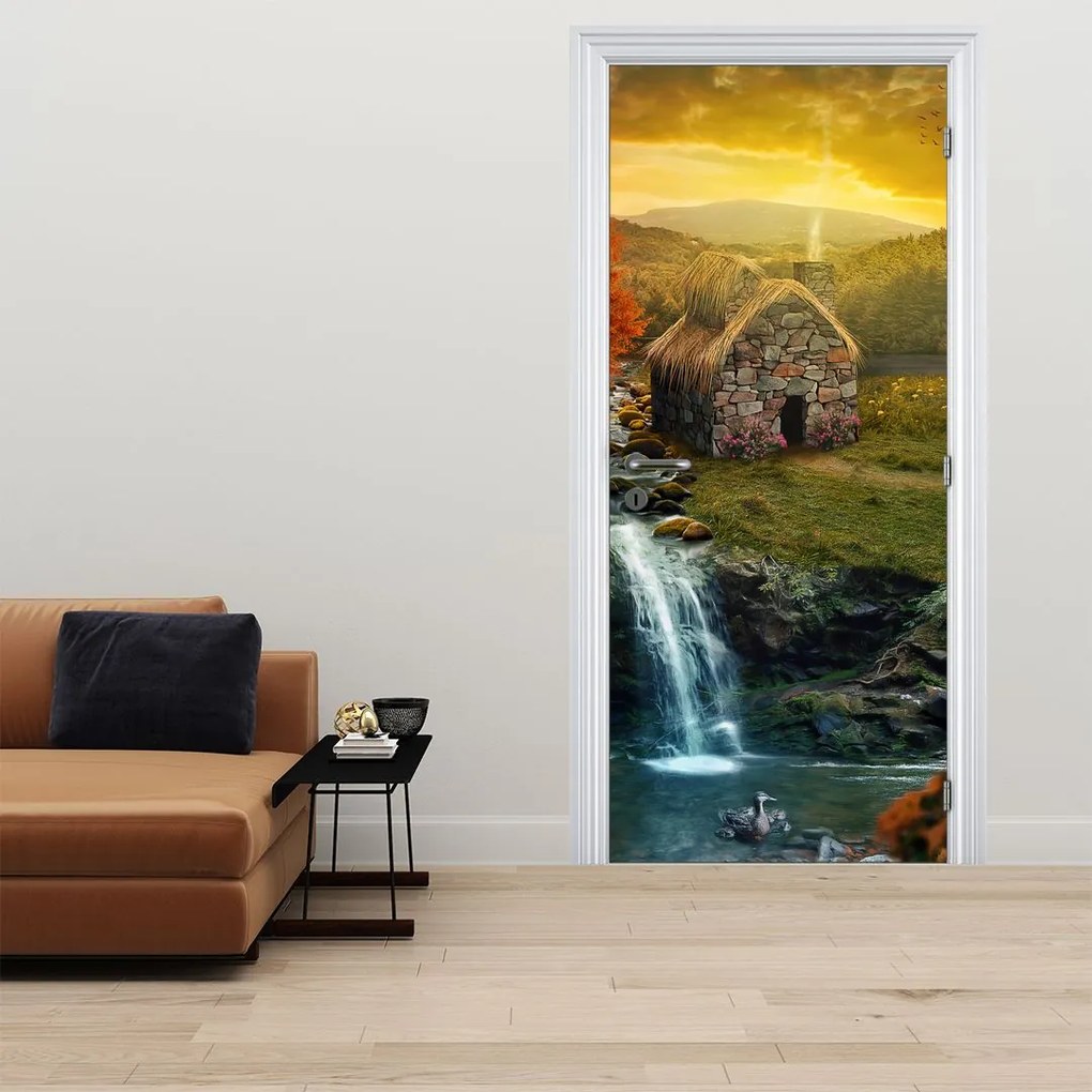 Fototapeta na drzwi - Domek w bajkowym krajobrazie (95x205cm)