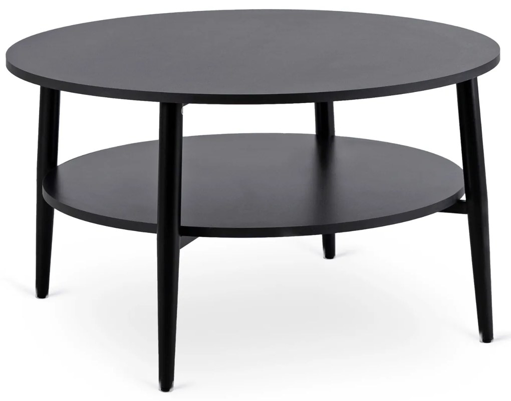 Stolik Kawowy Okrągły PAULO MAX 80 cm Czarny Nowoczesny Loft