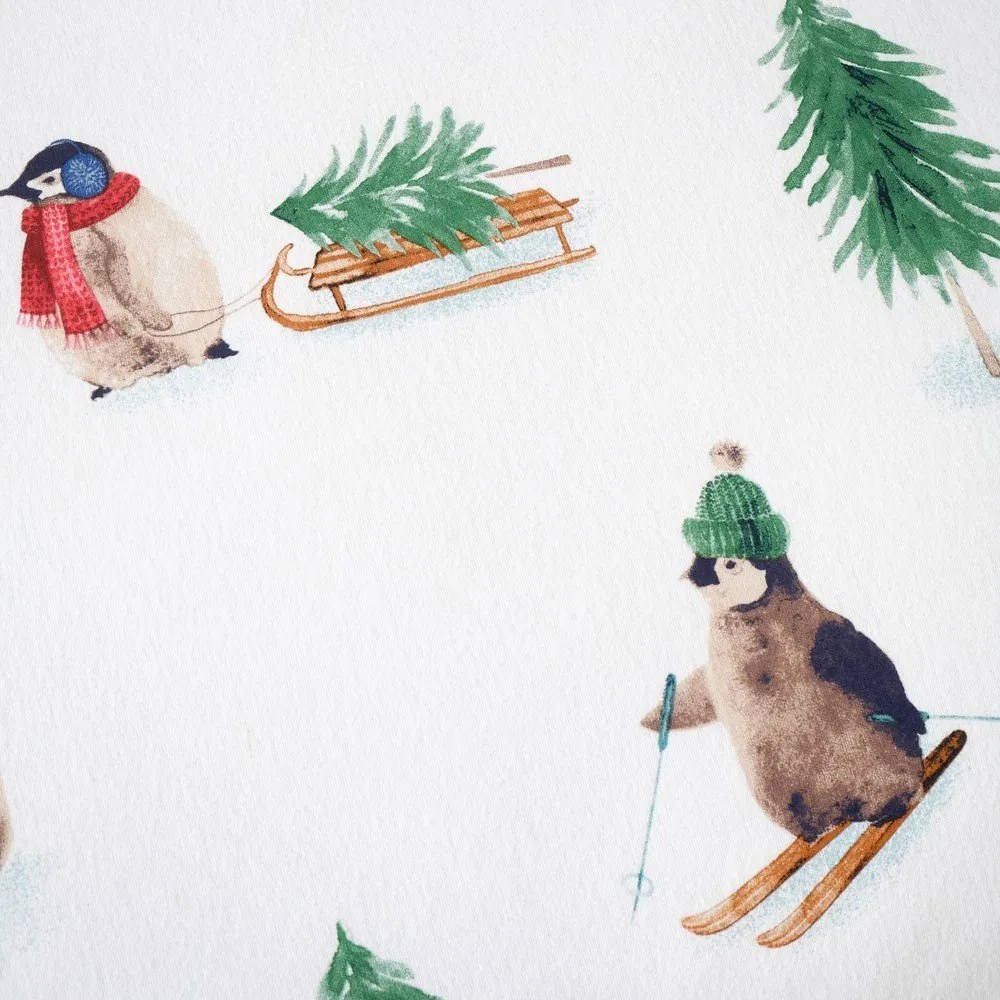 Biała flanelowa pościel dwuosobowa 230x220 cm Snowy Penguin – Catherine Lansfield