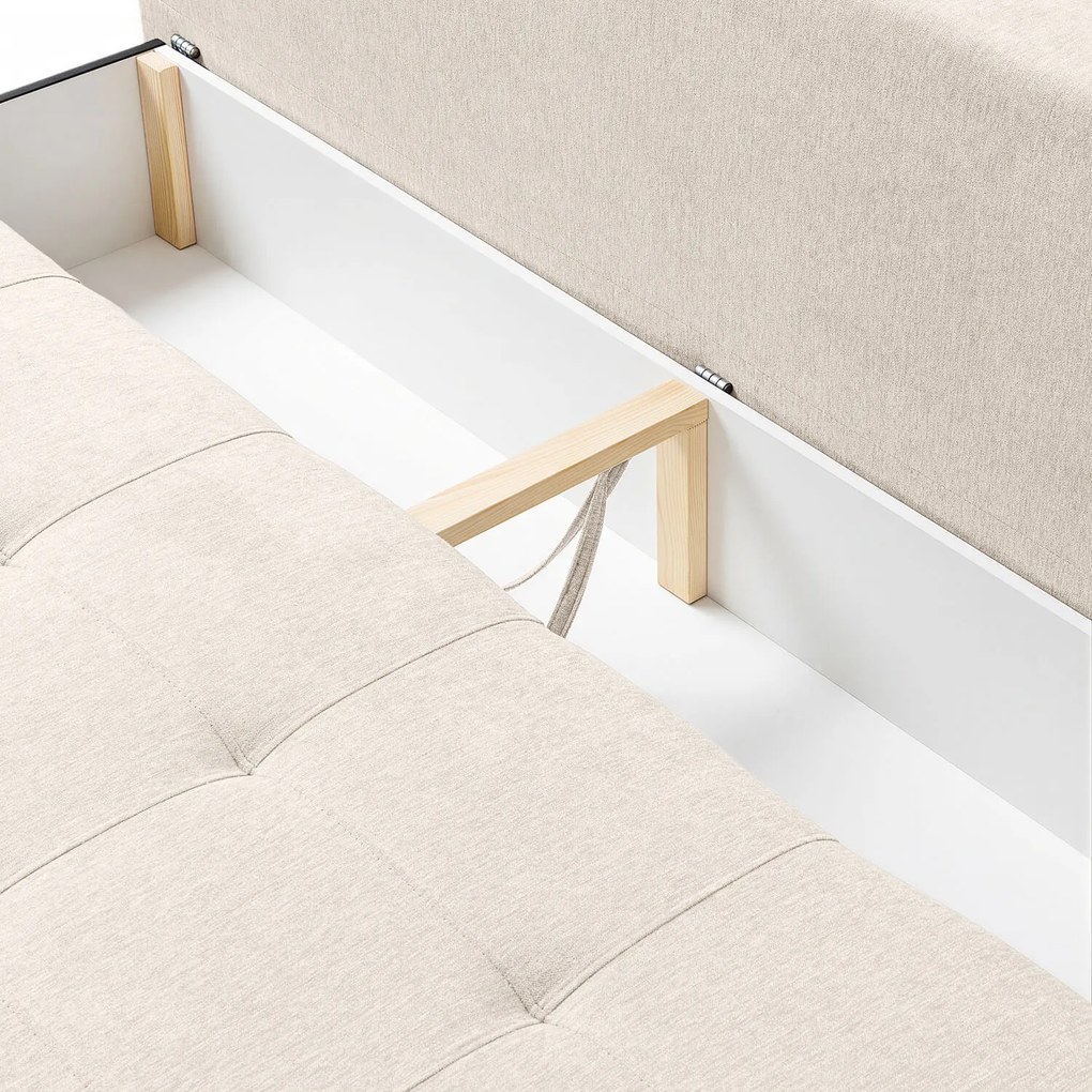 Sofa z Funkcją Spania MORANA Kremowa Nowoczesna