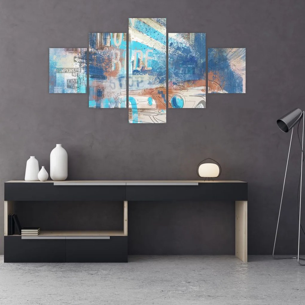 Obraz - Urodzony, by jeździć, niebieskie odcienie (125x70 cm)