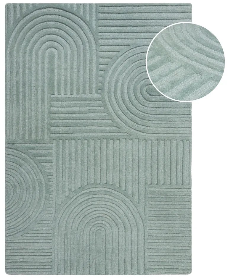 Turkusowy dywan wełniany Flair Rugs Zen Garden, 120x170 cm