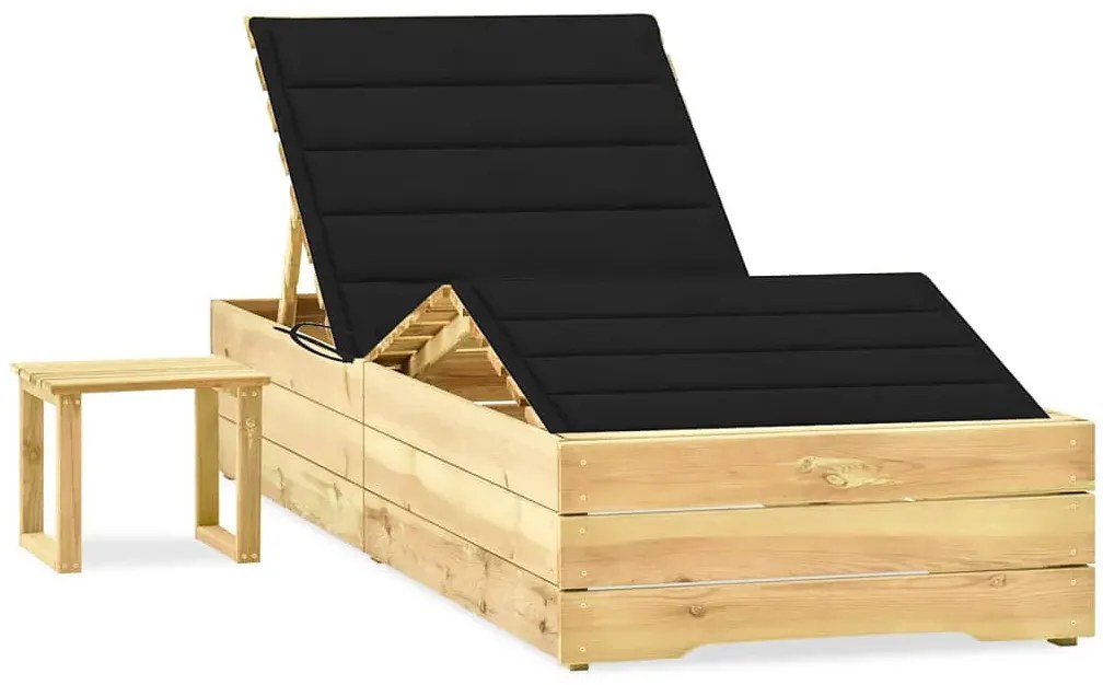 Leżak ogrodowy z poduszką i stolikiem czarny H3-C56