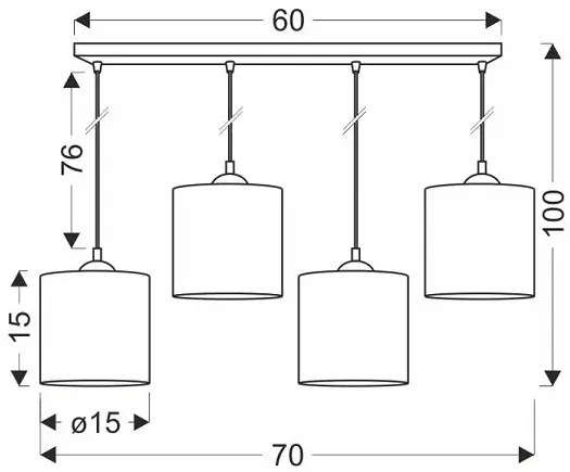 Orzechowa lampa wisząca z czterema kloszami V177 C5-L39