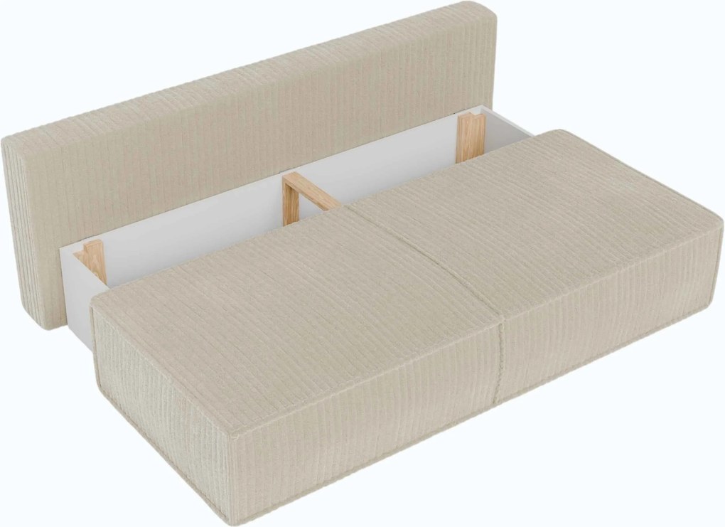 Masseno Sofa LINO z funkcją spania i pojemnikiem na pościel, Rozkładana sofa - Kremowy, TILIA 03