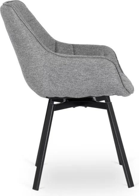 Krzesło Tapicerowane Obrotowe do Salonu LUNA 2 Szare Nowoczesne Loft