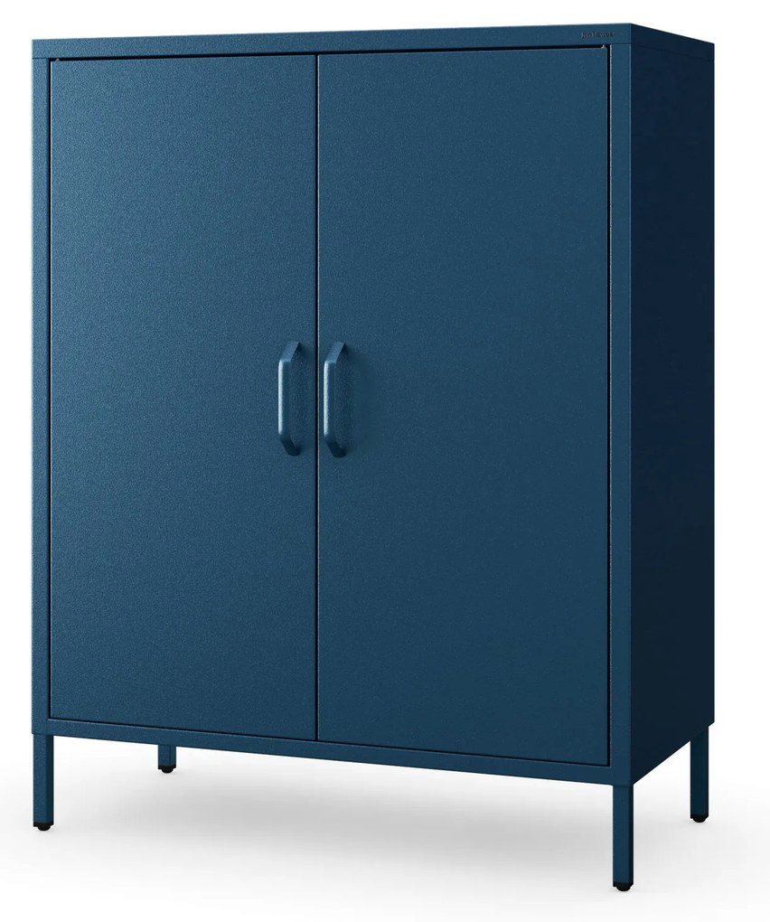 Szafka metalowa niska na nóżkach z półkami granatowa, 800x1015x400 mm: WITOLD Modern
