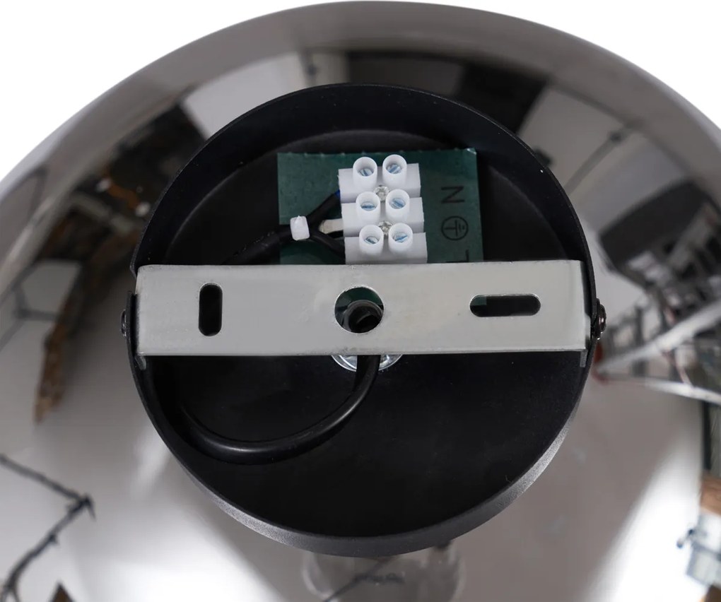 Lampa sufitowa Art Deco czarna z przydymionym szkłem - Sandra